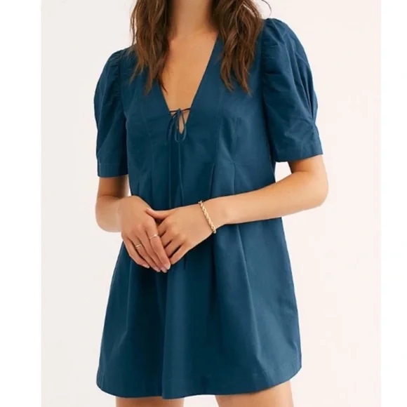 FREE PEOPLE Adelle Teal Blue Mini Dress Tunic—Size XS - Picture 3 of 16